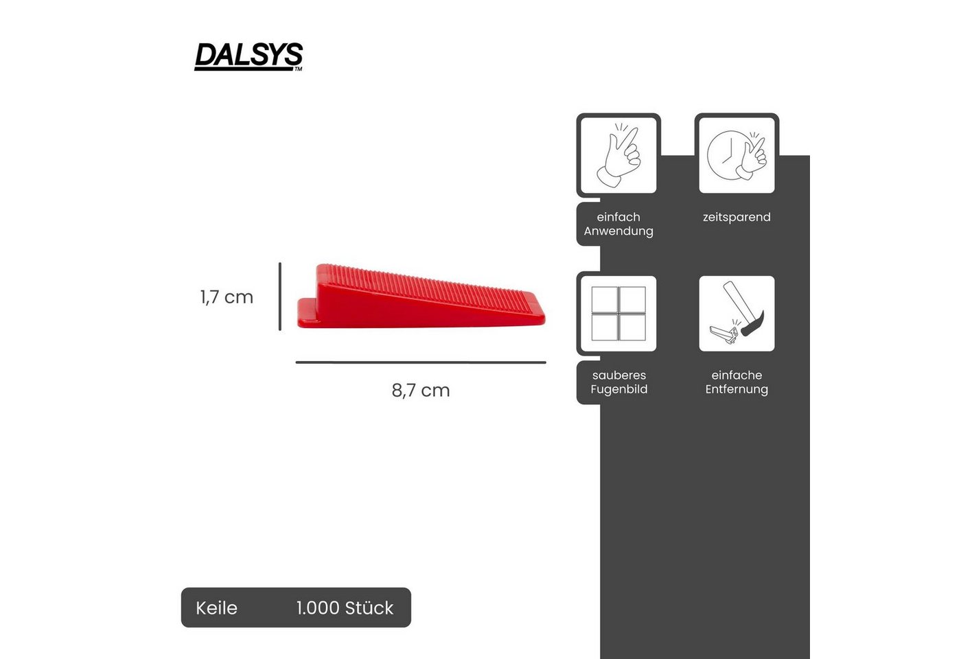 Thumbnail - Dalsys Nivelliersystem für Fliesen enthält (1000 Keile, 1000-St., Fliesenleger Werkzeug für präzises Fugenbild) Fliesenk...