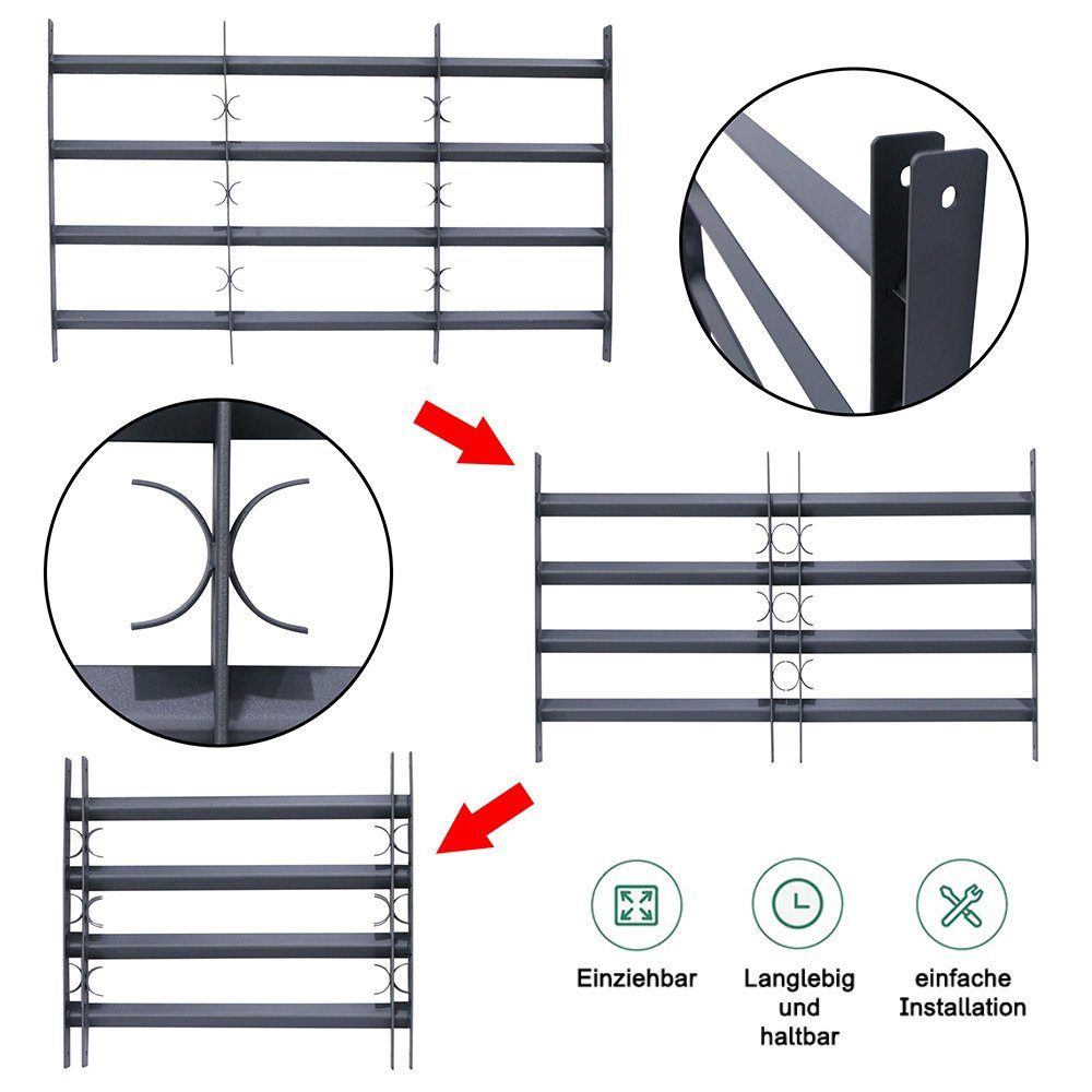 Mucola Fenster Sicherheitsgitter Balkongeländer Fensterschutz Stahl Geländer Silber, (Stück, Fenstergitter), Vollständig verschweißt