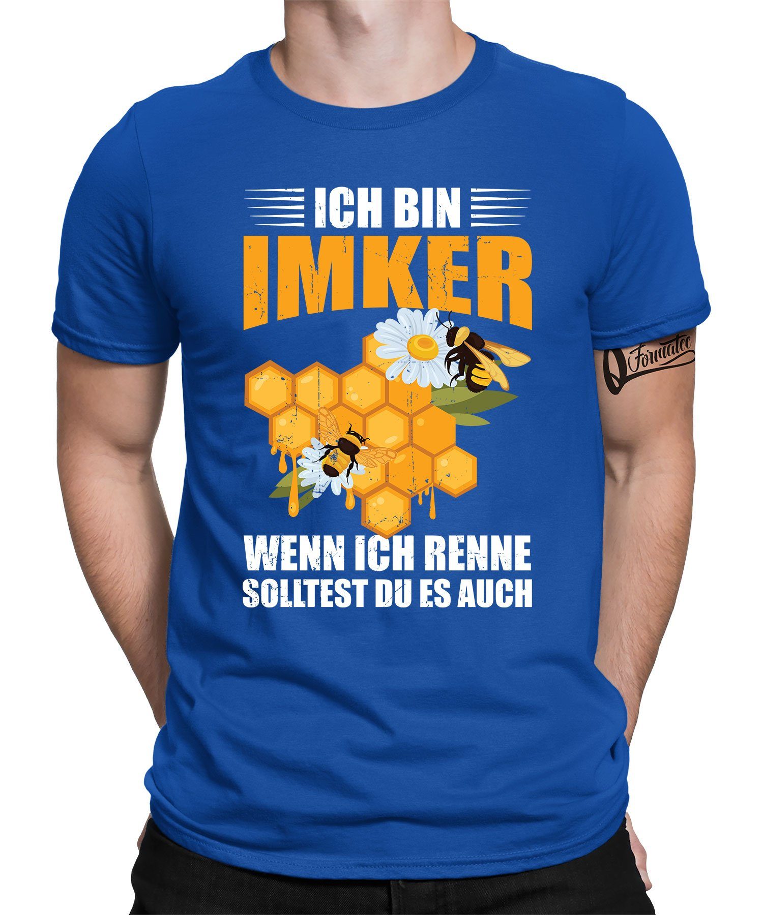 Quattro Formatee Kurzarmshirt Ich bin Imker - Biene Imker Honig Nektar Herren T-Shirt (1-tlg) Blau