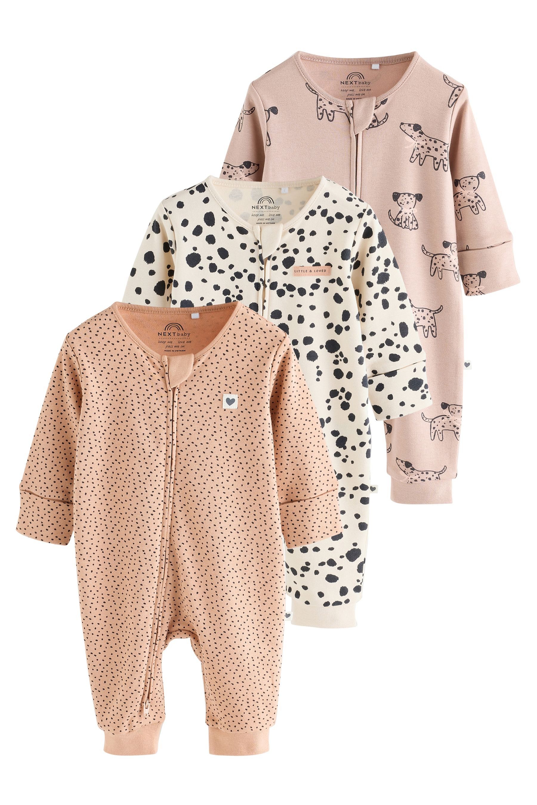 Next Schlafoverall Baby Schlafanzüge mit Zweiwege-RV, 3er-Pack (3-tlg)