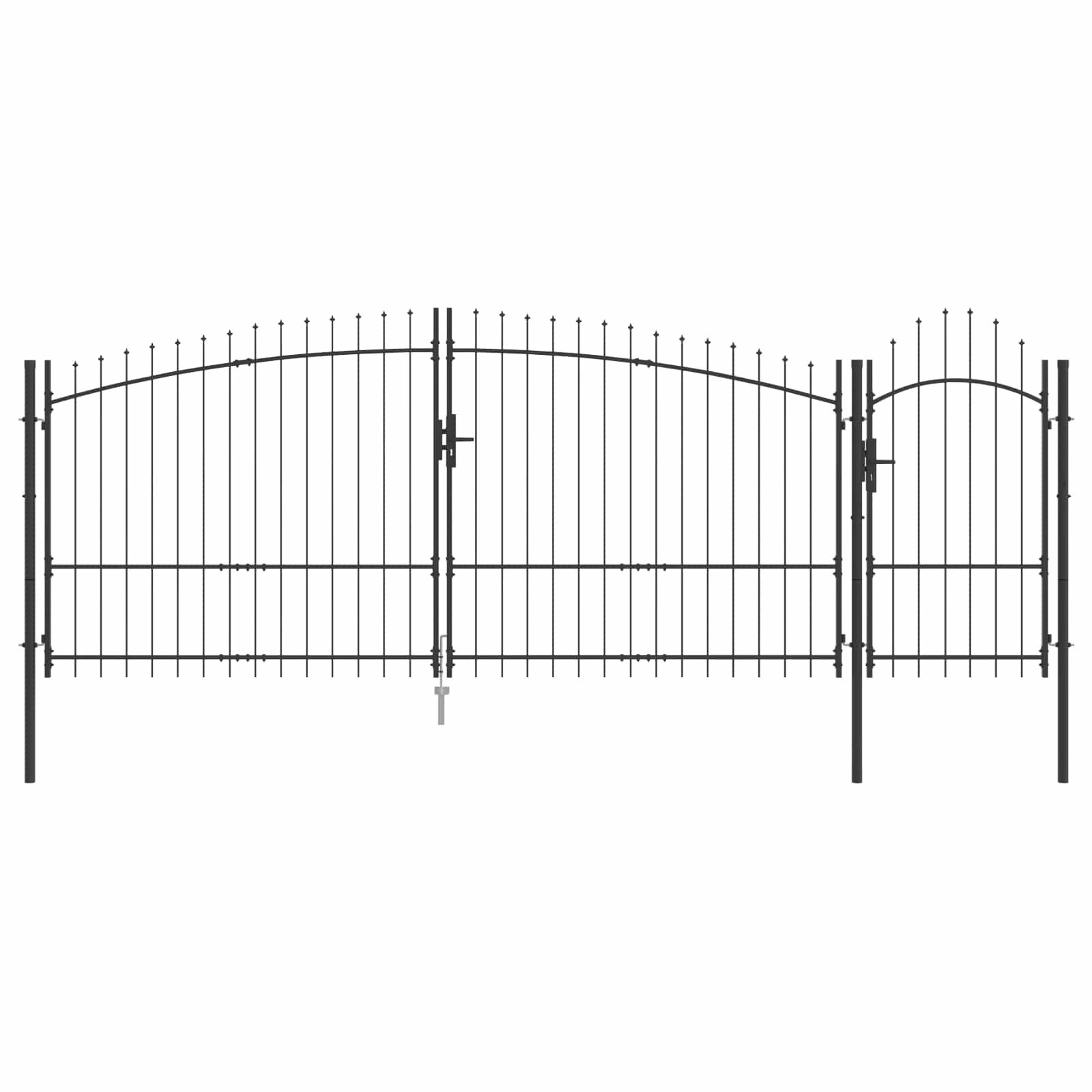 vidaXL Gartentor, Gartentor mit Schloss Grau 175 x 400 cm Stahl