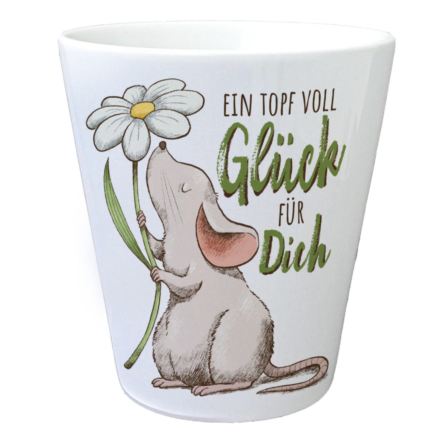 speecheese Blumentopf Maus Blumentopf mit Spruch Ein Topf voll Glück
