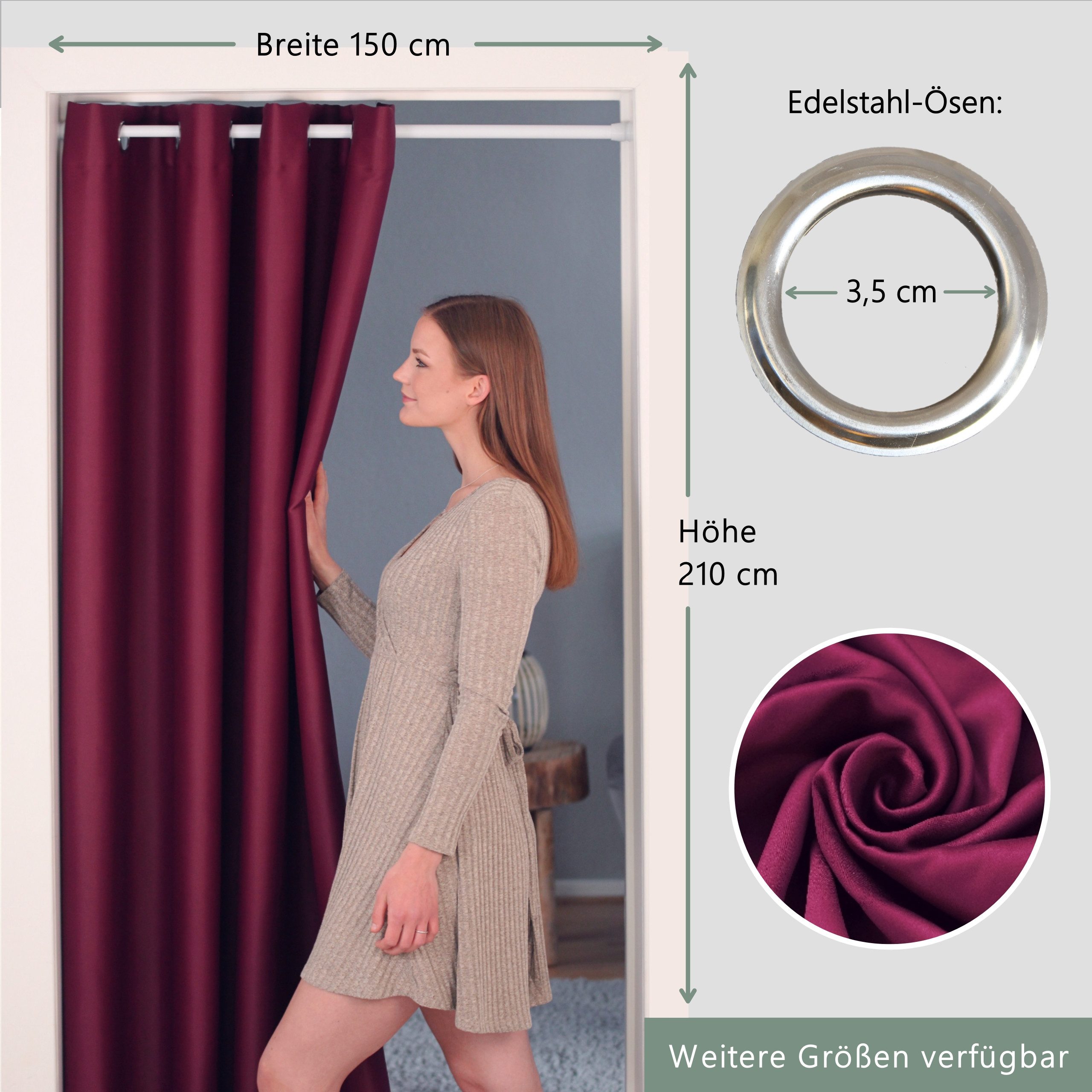 tinycurtains Türvorhang für alle gängigen Türgrößen, Thermovorhang (ohne St günstig online kaufen