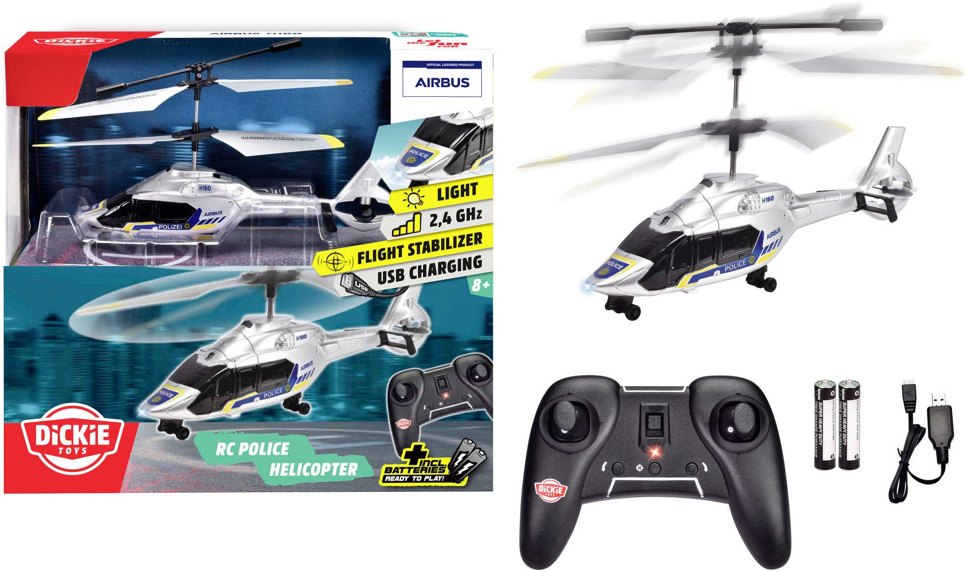 Dickie Toys RC-Helikopter RC Police Helicopter, RTR, mit Licht- und Soundeffekten