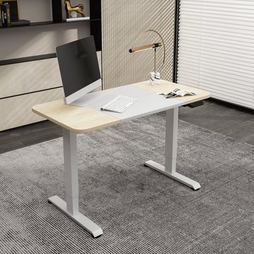 Albatros International Schreibtisch Albatros elektrisch höhenverstellbarer Schreibtisch 4P12WO Tischplatte (120x60cm, Weiss/Eiche), Optimal als Stehschreibtisch, Bürotisch oder Standing Desk