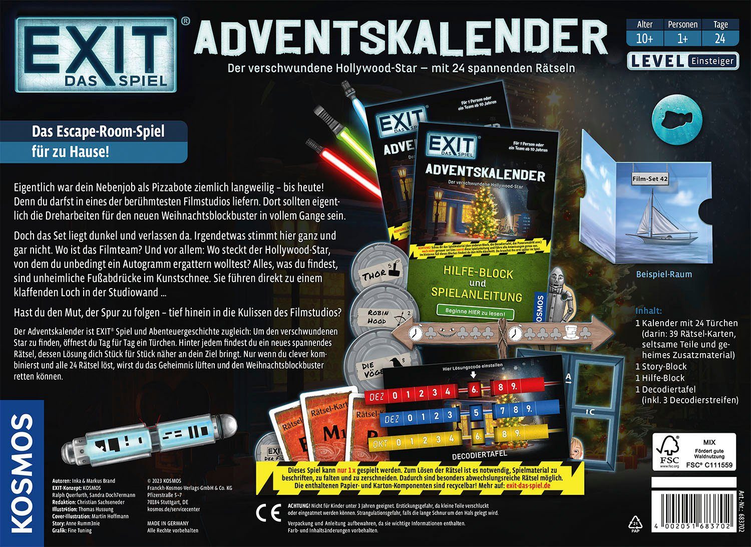 Kosmos Spielzeug-Adventskalender EXIT® - 2023 Das - Spiel