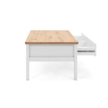 Homestyle4u Couchtisch Sofatisch Wohnzimmertisch Weiß Beistelltisch Tisch Stauraum Holz (kein Set)