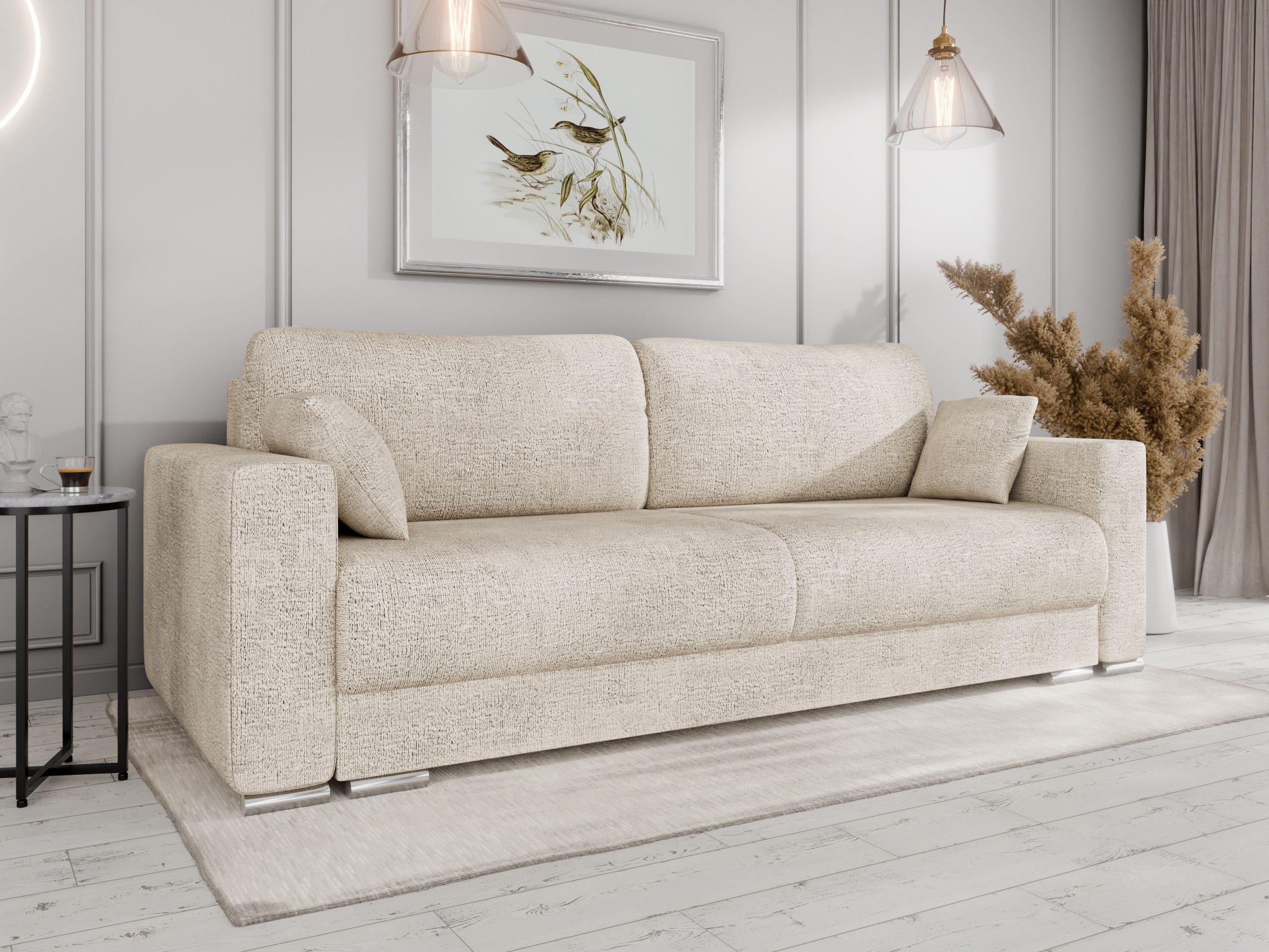 Homesy Schlafsofa CALMA Schlafsofa mit Bettkasten 3-Sitzer modernen Stil