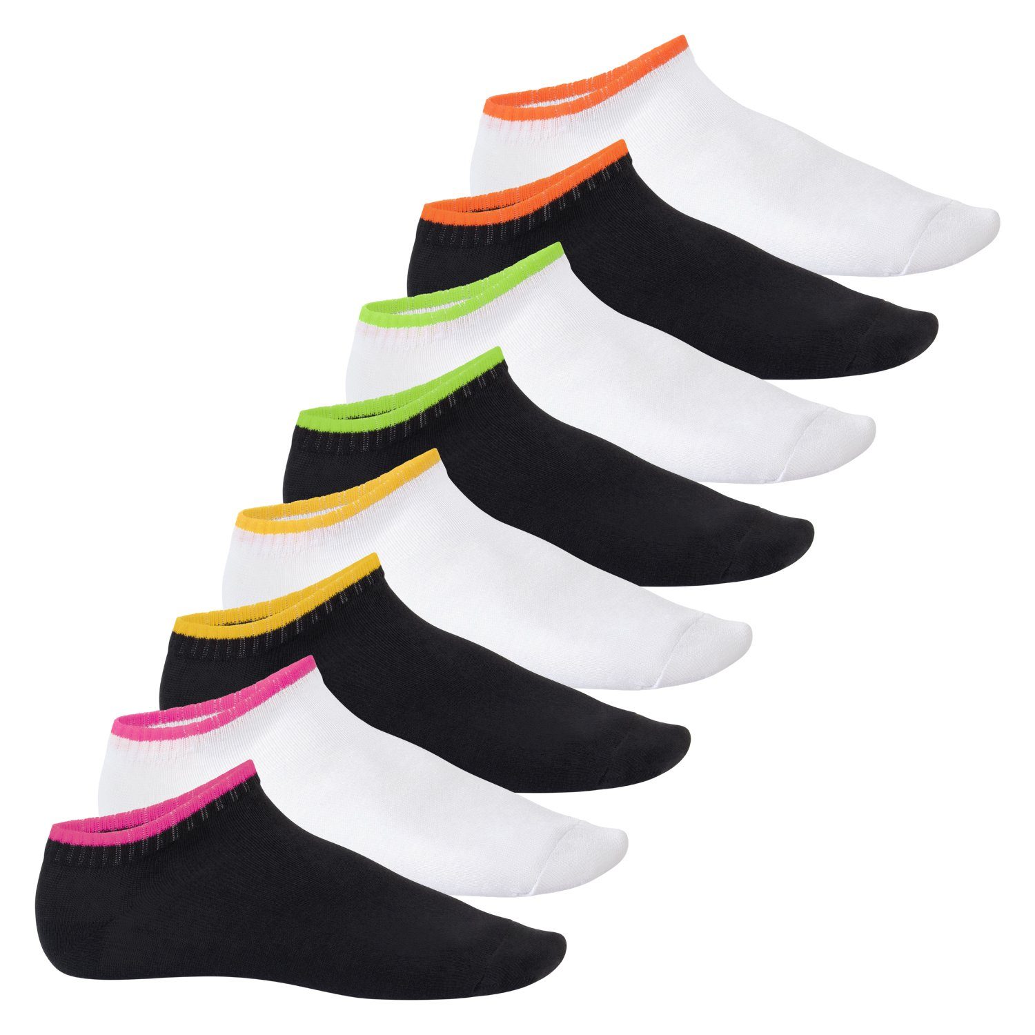 - Footstar Sneaker Füßlinge Neon Sportsocken Mix Neon Damen (8 Socken Paar), Flash & Herren