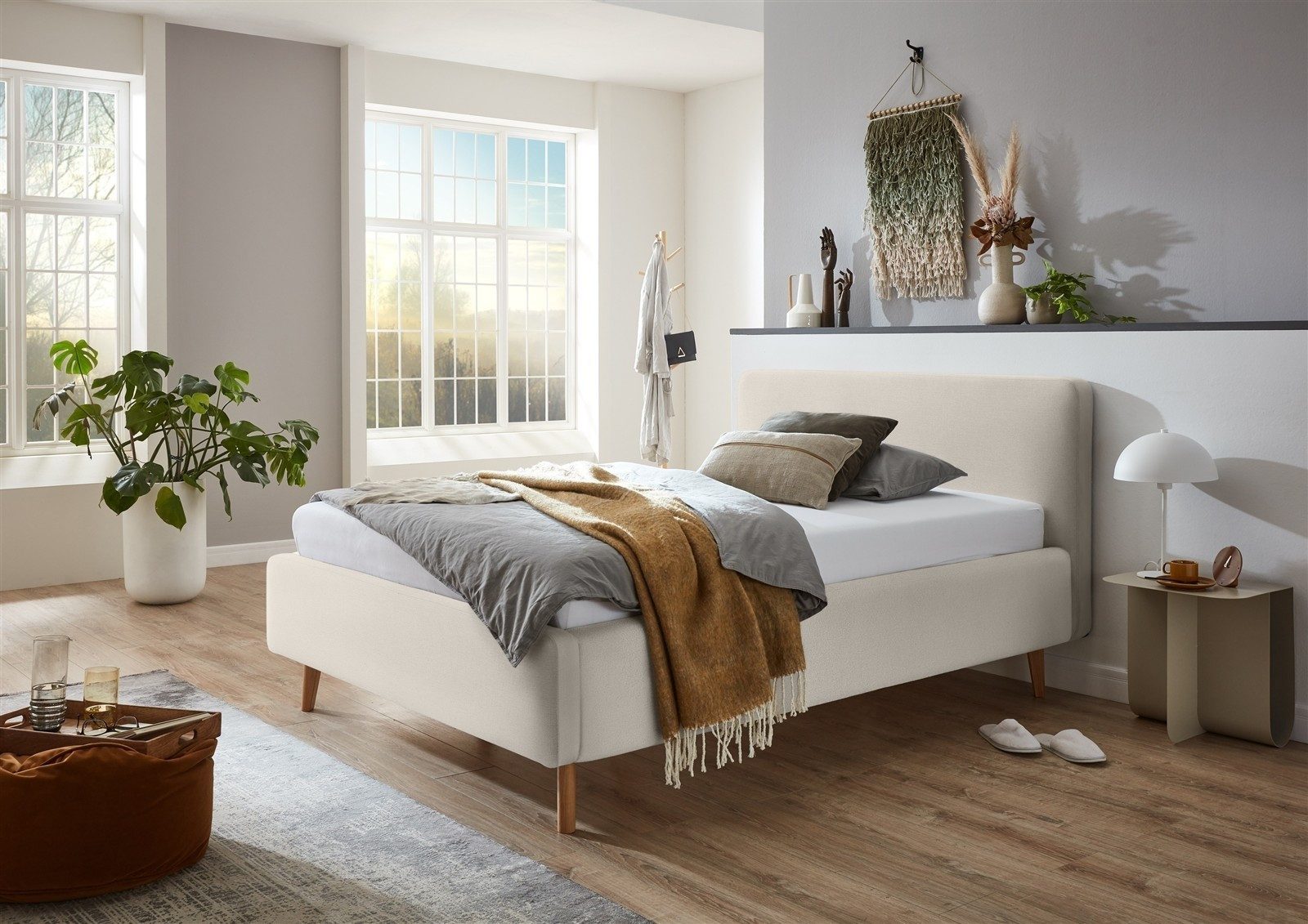 freiraum Polsterbett Mattis, Liegefläche 140x200cm, Nordic Ivory, Stellmaß: 161x105x218cm (BxHxT)