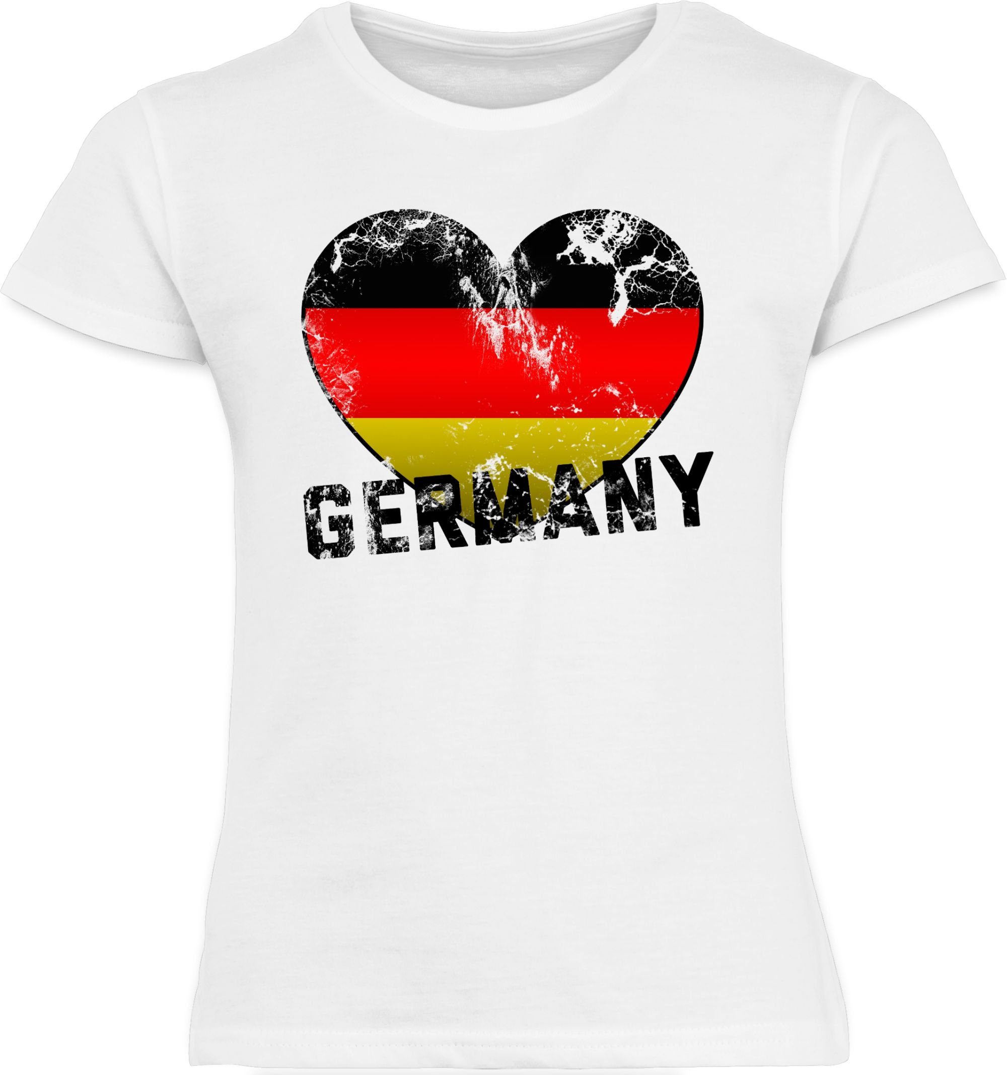 Fussball EM Germany Weiß Kinder Vintage 1 2024 Shirtracer T-Shirt Herz