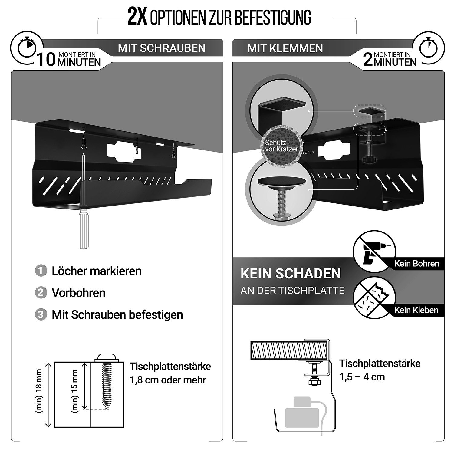 Ultimate Setup Kabelführung Kabelkanal Schreibtisch - Kabelmanagement (2-St)