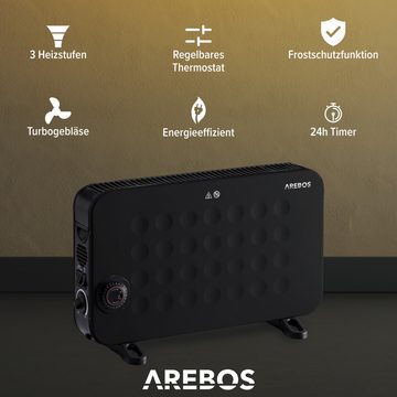 Arebos Konvektor Elektroheizung mit 3 Heizstufen, leise Heizung, schwarz oder weiss
