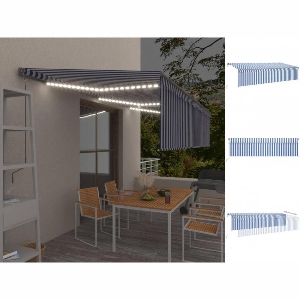 vidaXL Markise Automatische Markise mit Volant LED Windsensor 6x3m Blau