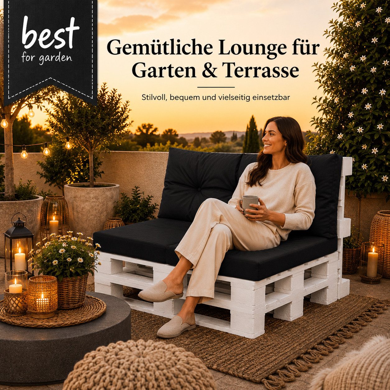 Best for Garden Dekokissen Bequeme Palettenkissen Indoor & Outdoor – Stil & Komfort, Für Innen- & Außenbereich, weich gepolstert