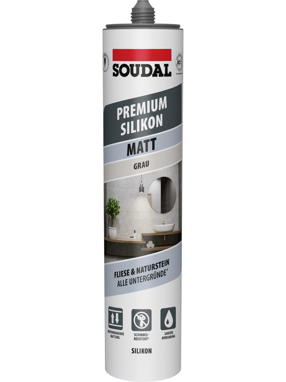SOUDAL Silikon Soudal Silikon Premium grau matt 300 ml