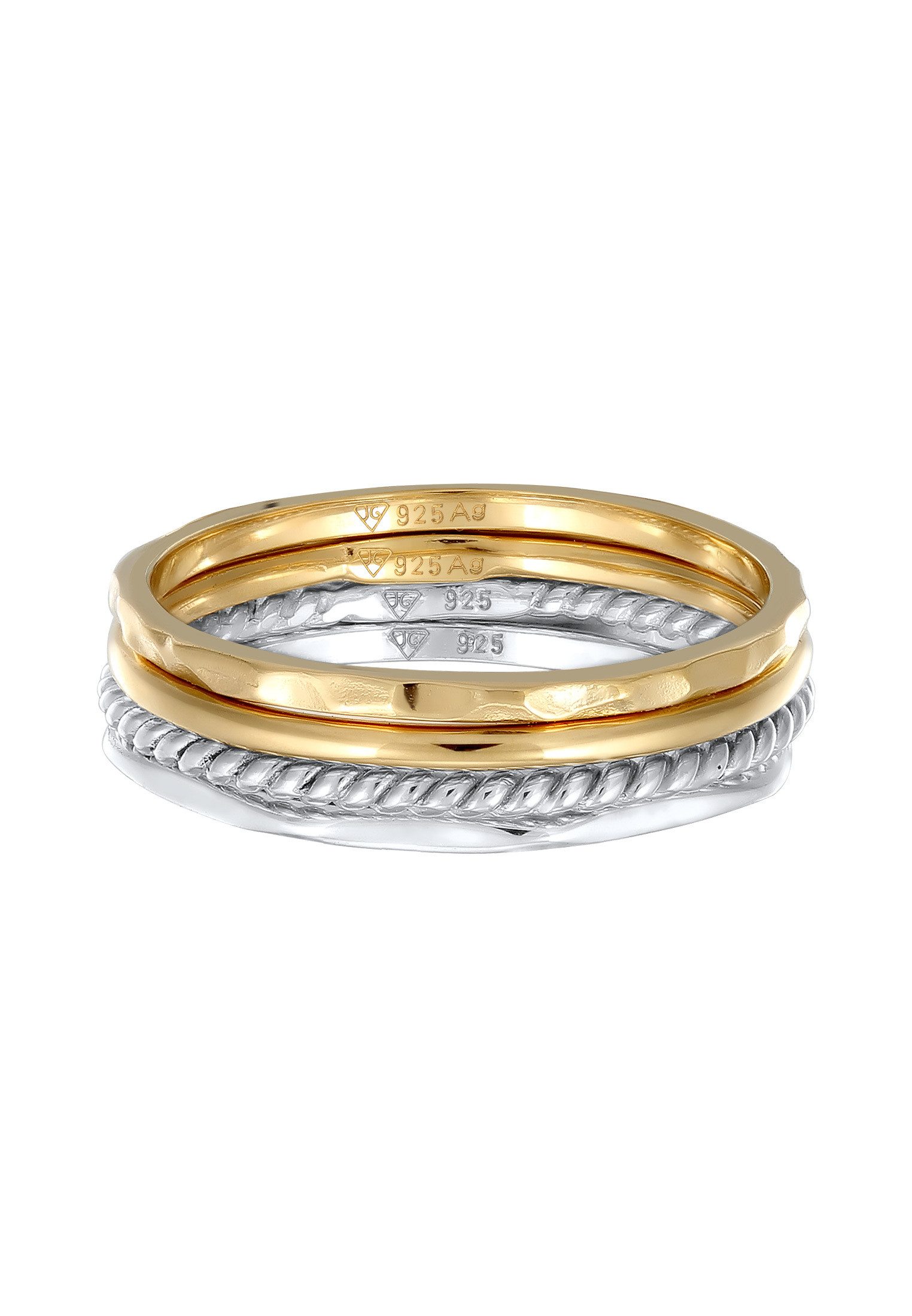Elli Ring Dames Stapelen Basic in 925 Sterling Zilver, 54, Zilver, Ohne