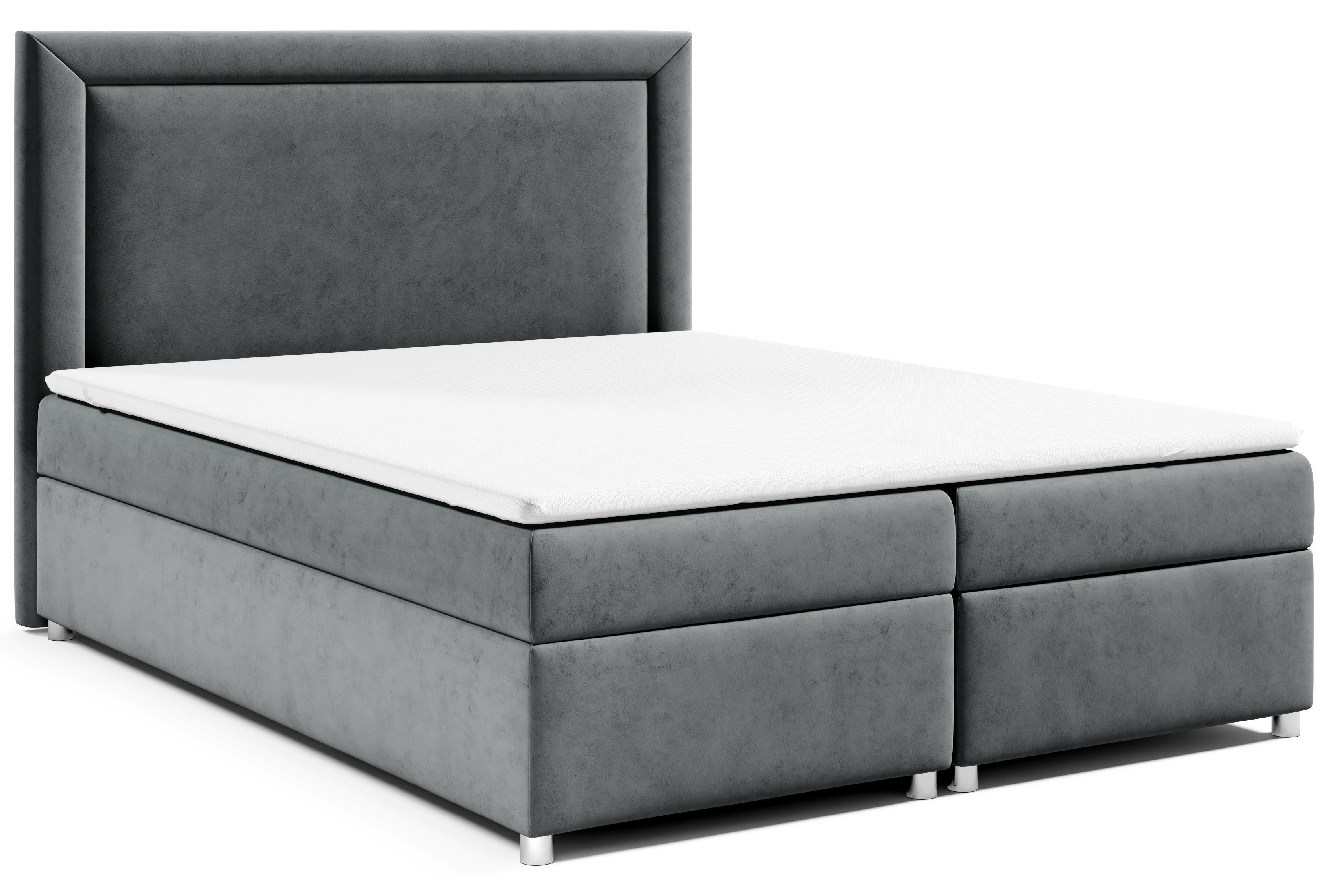 Best for Home Boxspringbett Trinity K3, mit Bettkasten und Topper Graphit