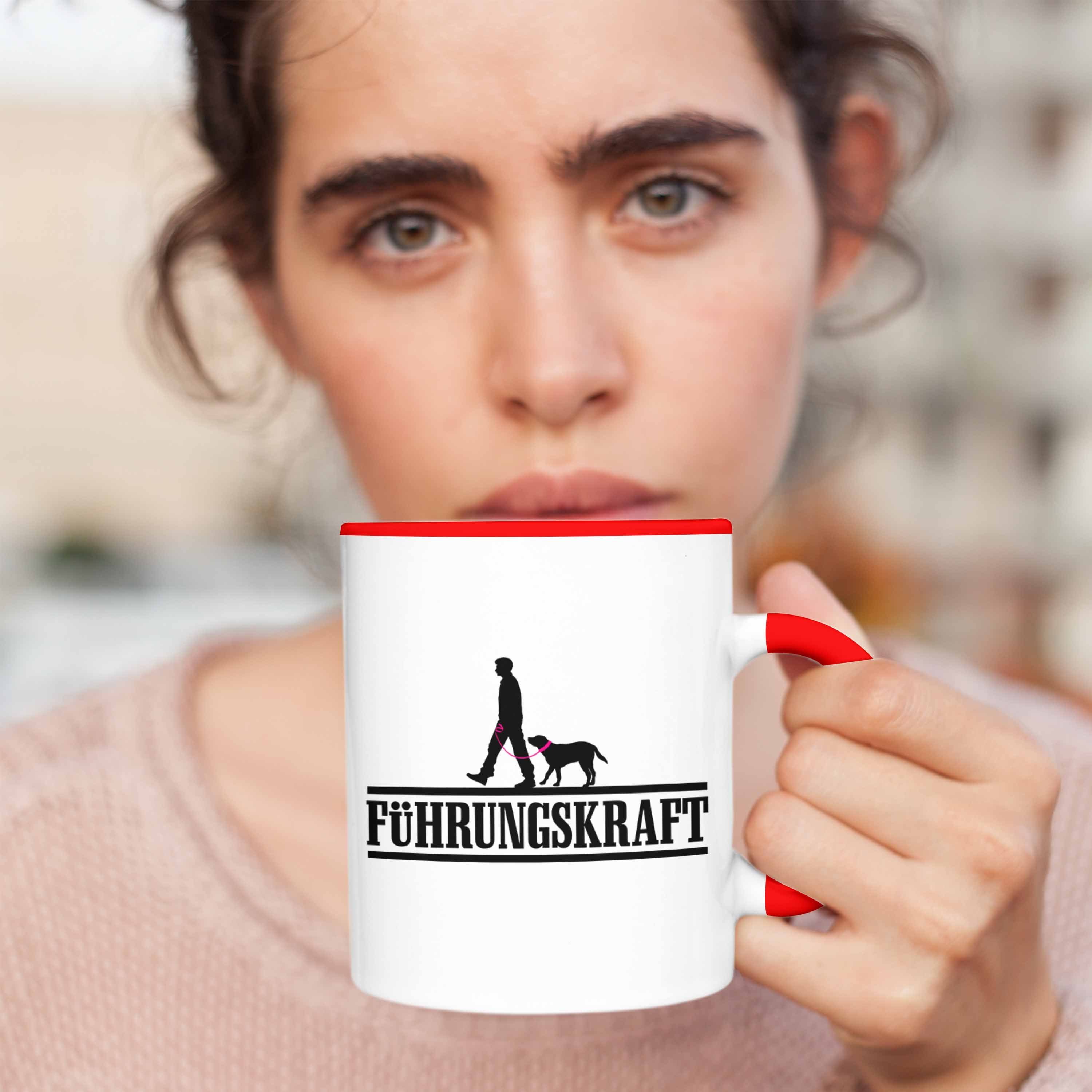 Rot Gassi Geschenk Tasse Führungskraft - Hundebesitzerin Tasse Trendation Herrchen Hundebesitzer Hunde Tasse Gehen Trendation