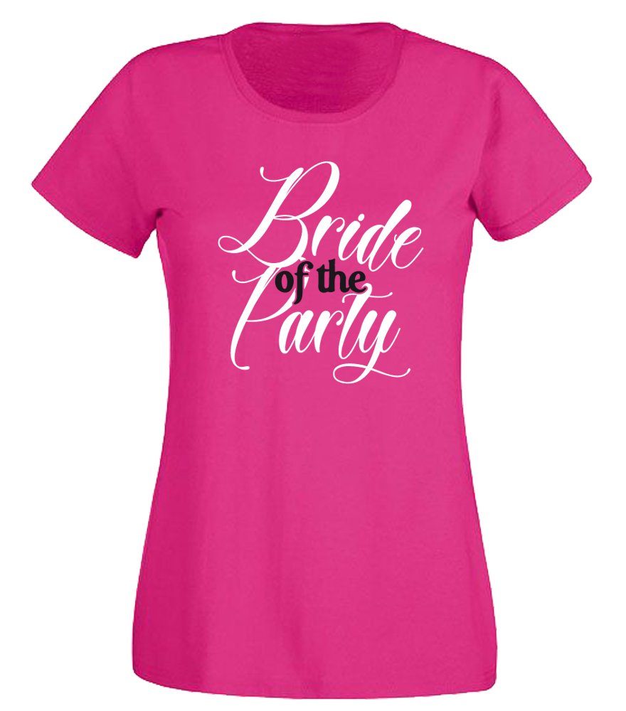 G-graphics T-Shirt zum Junggesellinnen-Abschied - Bride of the Party Slim-fit Damen Braut-T-Shirt zum JGA / Poltershirt