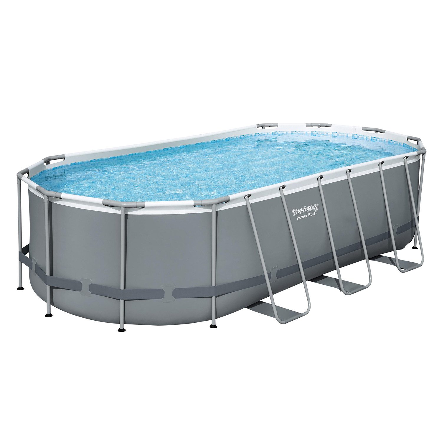 Framepool Power Steel™ Solo Pool ohne Zubehör 549 x 274 x 122 cm, grau, oval