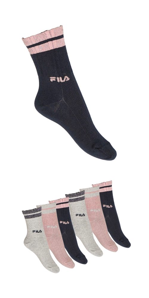Fila Basicsocken JUNIOR GIRL NORMAL PLAIN SOCKS (6-Paar) mit kontrastfarbigen Details