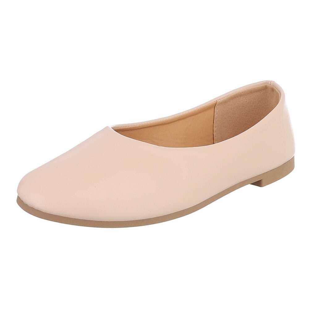 Ital-Design Minimalistische Damen Ballerinas für Alltag und Freizeit Ballerina (91554528) Blockabsatz Klassische Ballerinas in Beige
