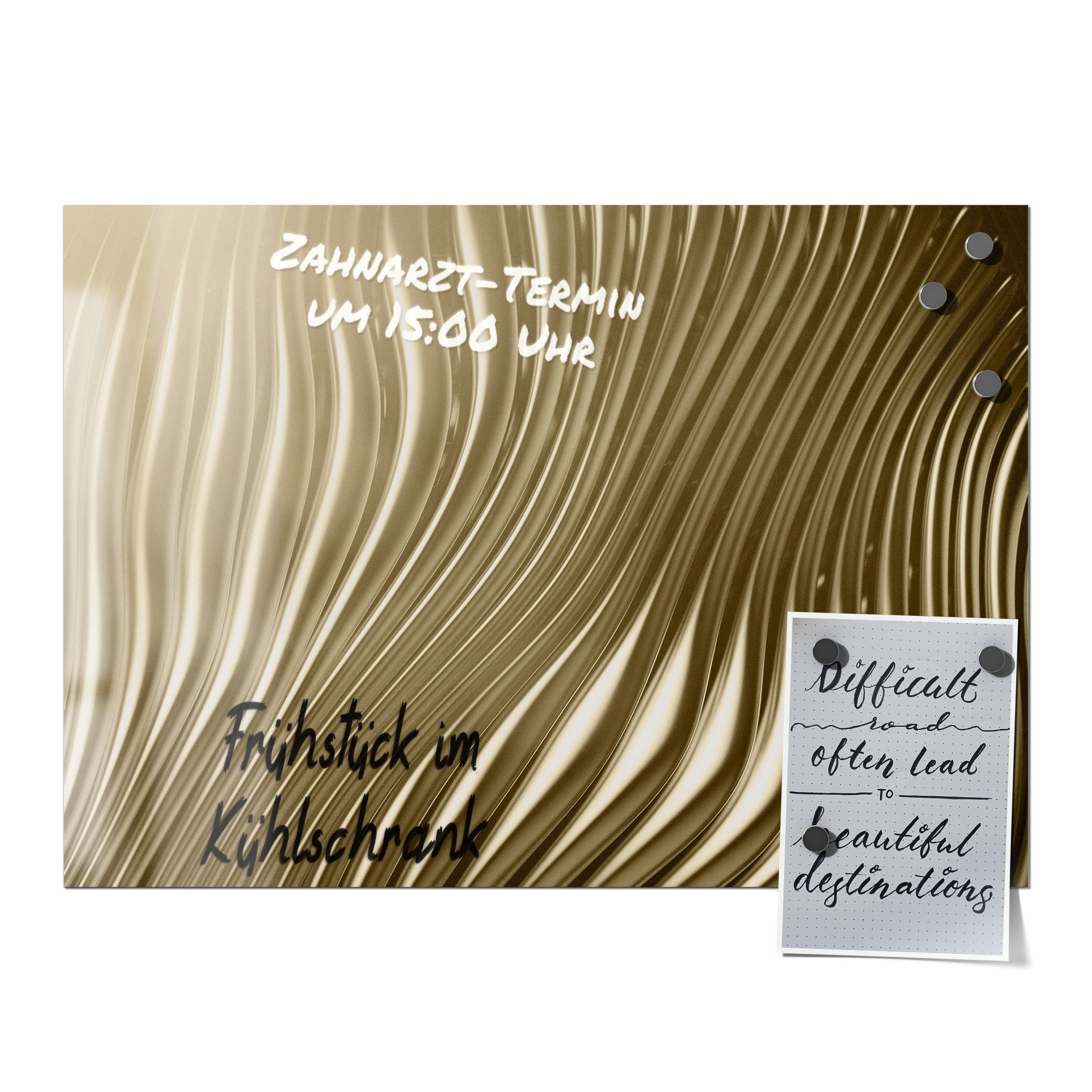 DEQORI Magnetfolie 'Goldenes Rillendesign', beschreibbar universal Magnetmatte magnetisch Folie Planer Kalender