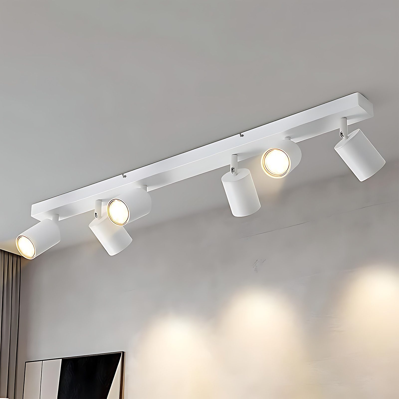 Nettlife Deckenstrahler Weiß GU10 Verstellbaren Deckenspots 1/2/3/4/5/6 Flammig Modern, ohne Leuchtmittel, für Wohnzimmer Schlafzimmer Küche Flur