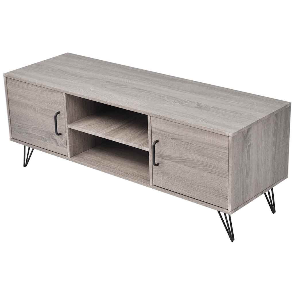 furnicato TV-Schrank Moderner 120x40x45 cm Grau mit MDF und Metallrahmen (1-St) Stabiles Lowboard mit Kabelmanagement und Fächern für Wohnzimmer