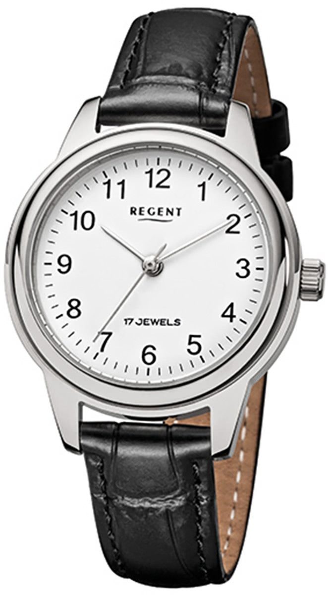 Quarzuhr Regent Damen-Armbanduhr schwarz Analog