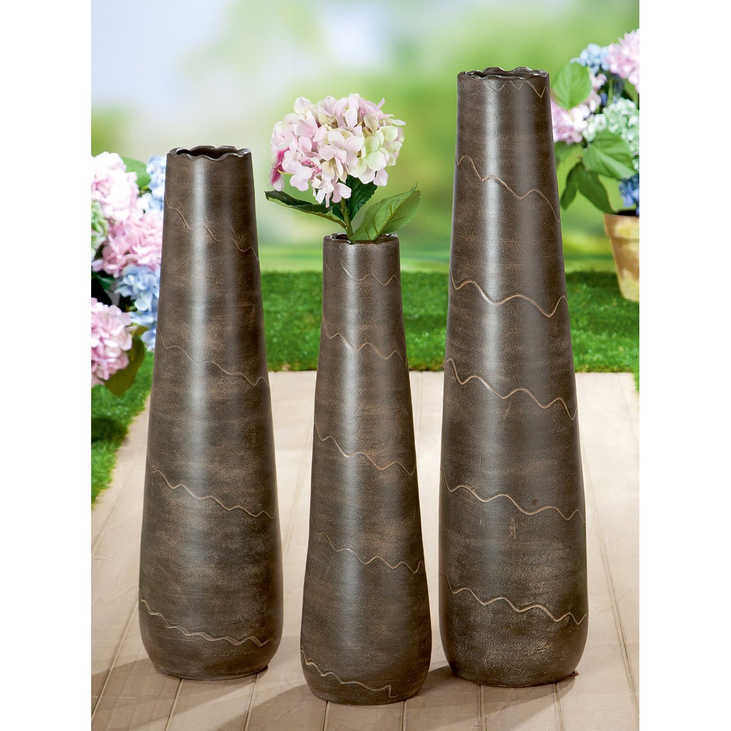 GILDE Dekovase WAVE Vase - braun - Keramik - H. 70cm - Deko - Blumenvase (1 günstig online kaufen