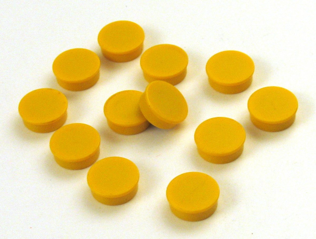 Magnet Magnete rund 30mm VE=10 Stück gelb.