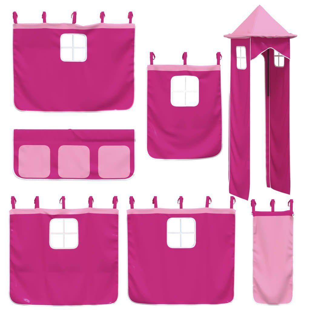 vidaXL Bett Vorhänge für Hochbett mit Turm Rosa Polyester