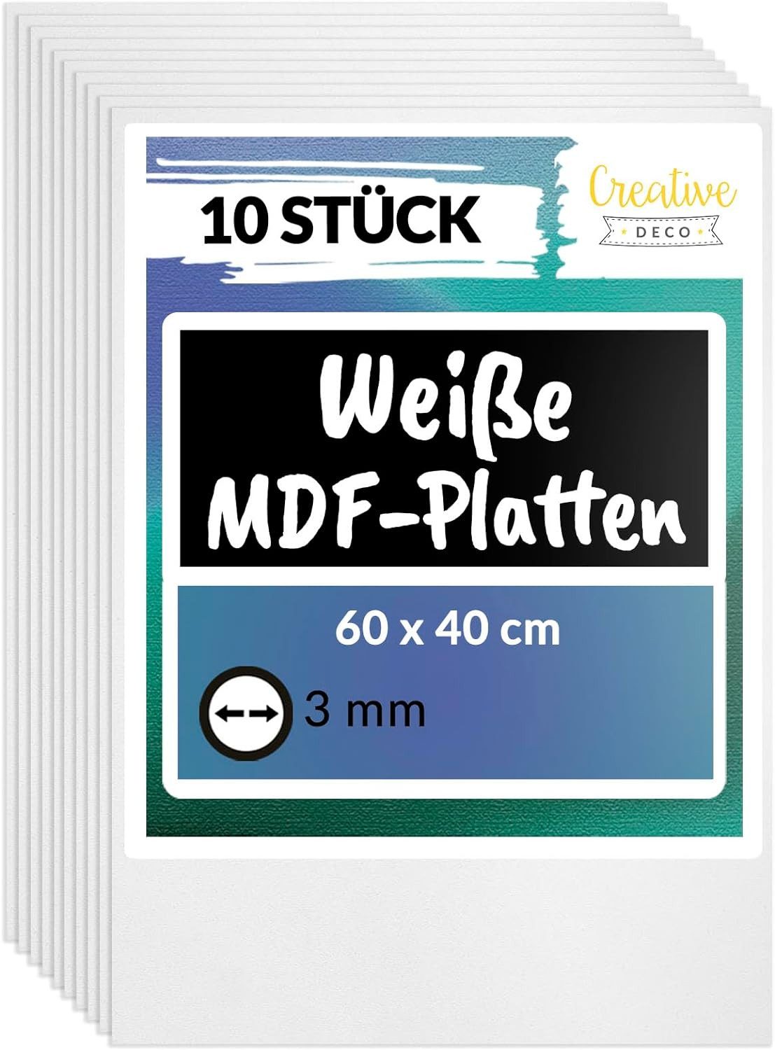 Creative Deco Bastelnaturmaterial 10x MDF Platten 600 x 400 x 3 mm Dünne Holzpla