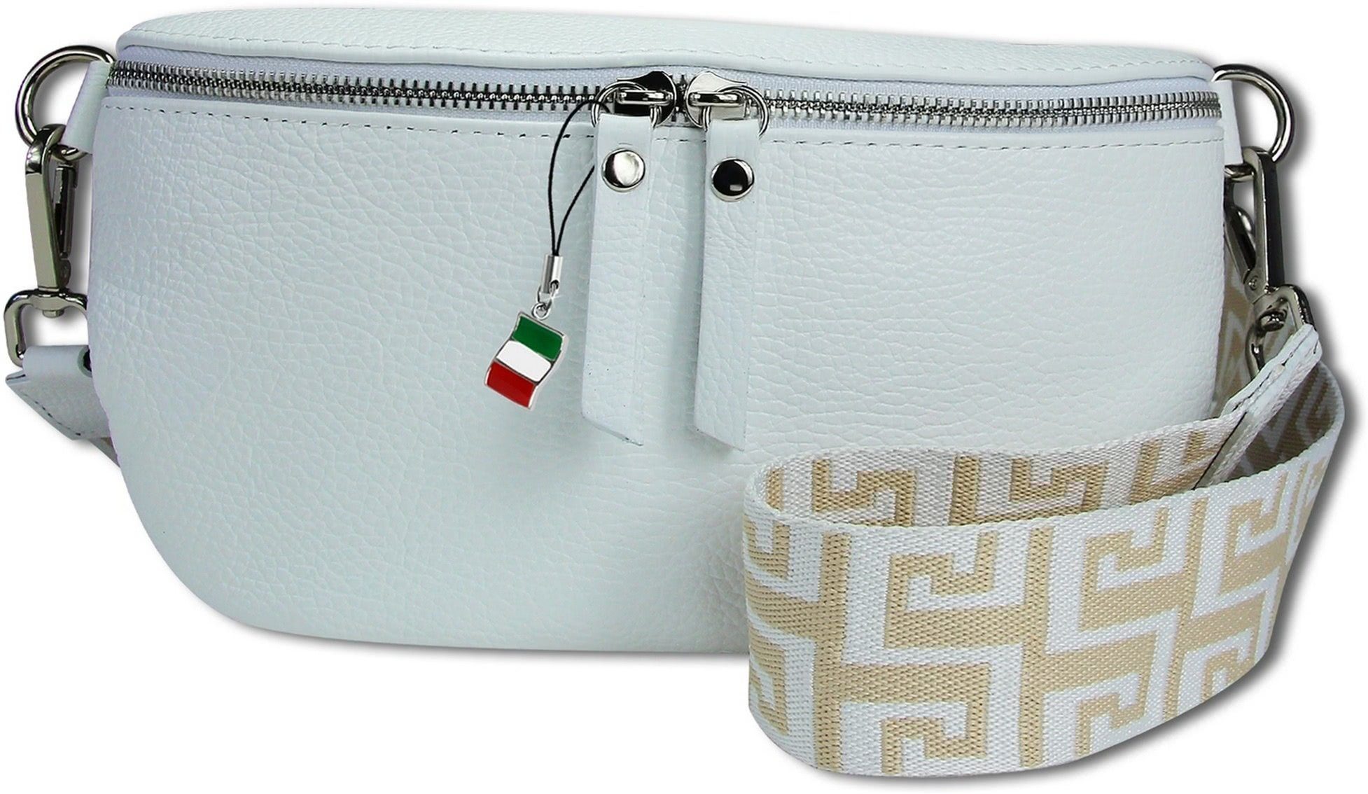 FLORENCE Gürteltasche Florence Echtleder Gürteltasche Damen (Gürteltasche, Gürteltasche), Damen Tasche Echtleder weiß, mehrfarbig, Made-In Italy