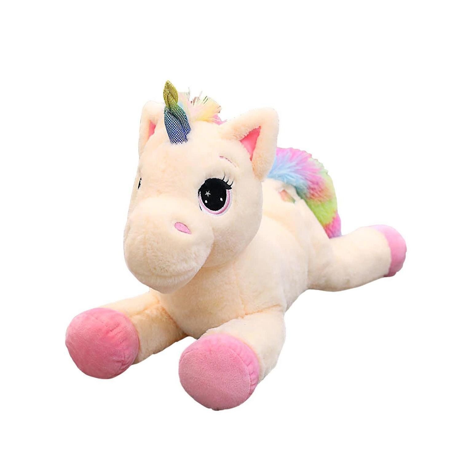 LuxusKollektion Kuscheltier Kuscheltier Plüsch Einhorn Kinder Geschenk 60cm Beige Rosa 40cm