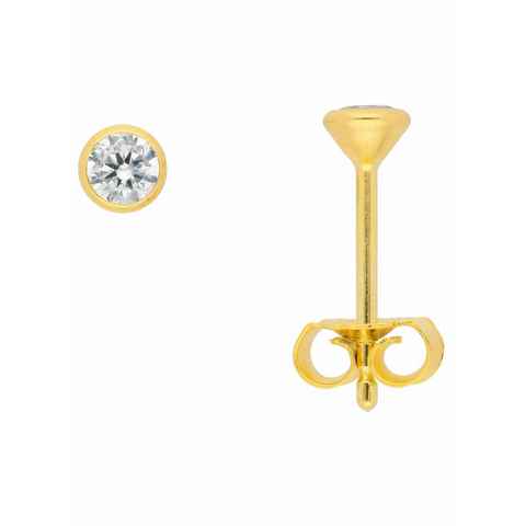 Adelia´s Paar Ohrhänger 585 Gold Ohrringe Ohrstecker mit Zirkonia Ø 3,5 mm, mit Zirkonia Goldschmuck für Damen