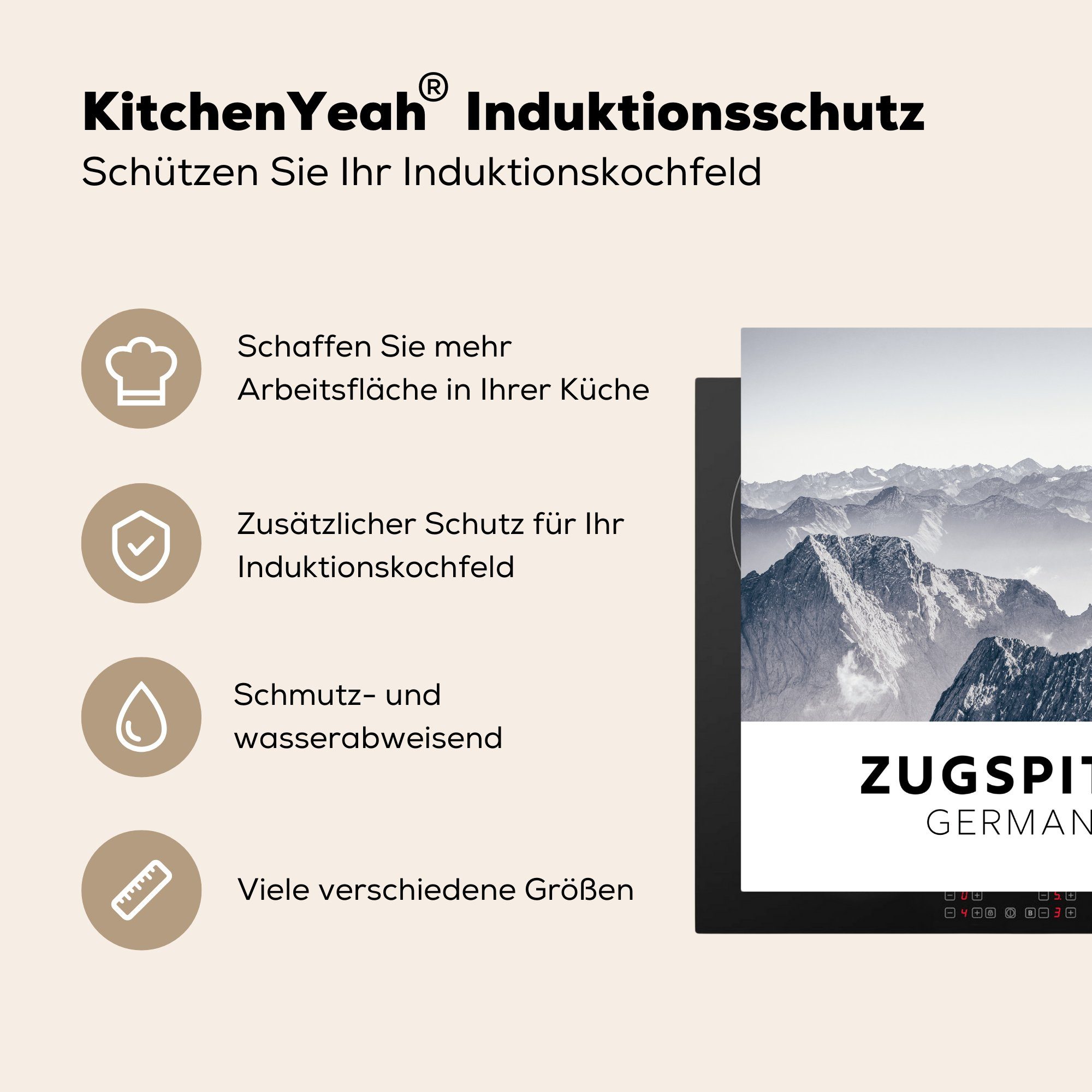 Arbeitsplatte küche für 78x78 Wolken, cm, - tlg), (1 MuchoWow Herdblende-/Abdeckplatte Vinyl, Berge Deutschland Ceranfeldabdeckung, -