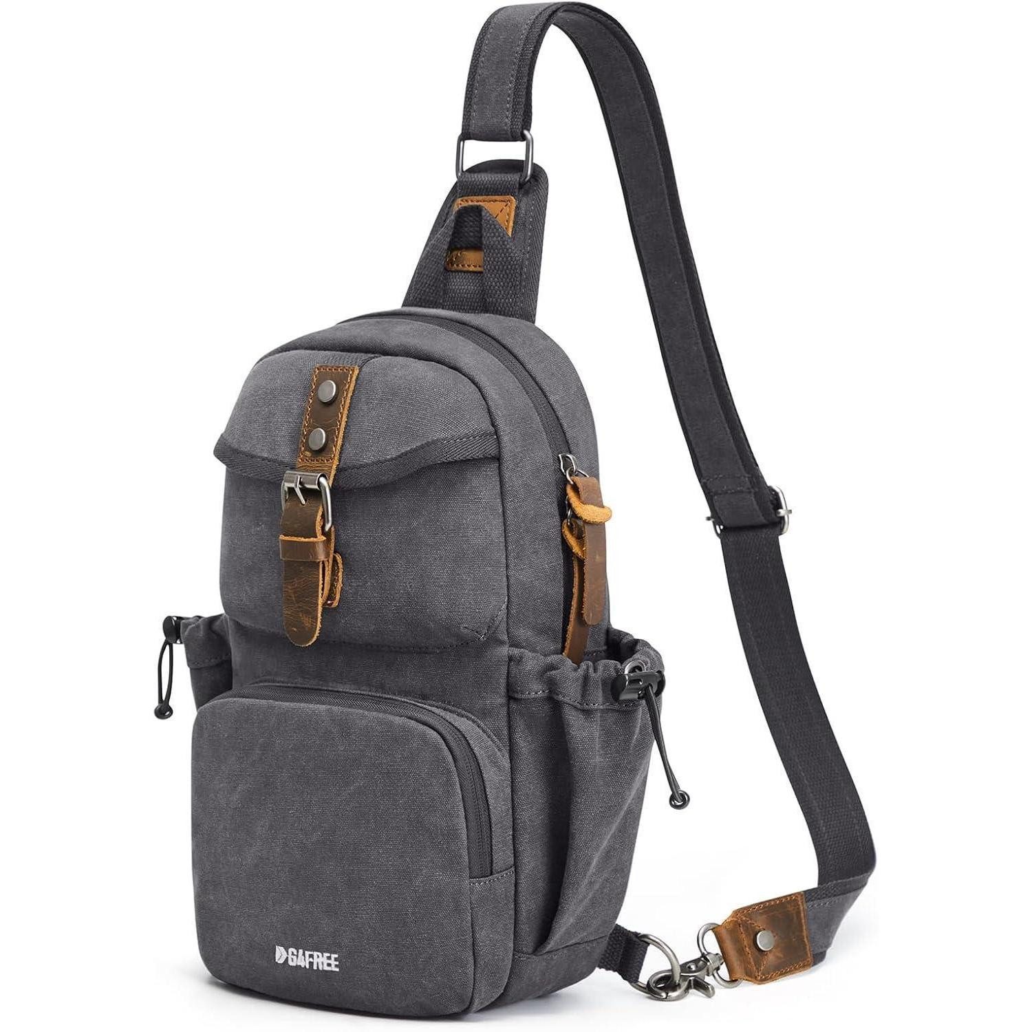 LuxusKollektion Minirucksack Brusttasche Schultertasche Canvas Herren Retro Reise Schwarz