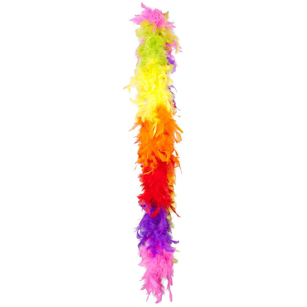 Boland Kostüm Federboa Regenbogen 50g ca.180cm, Regenbogenfarbenes Party-Accessoire