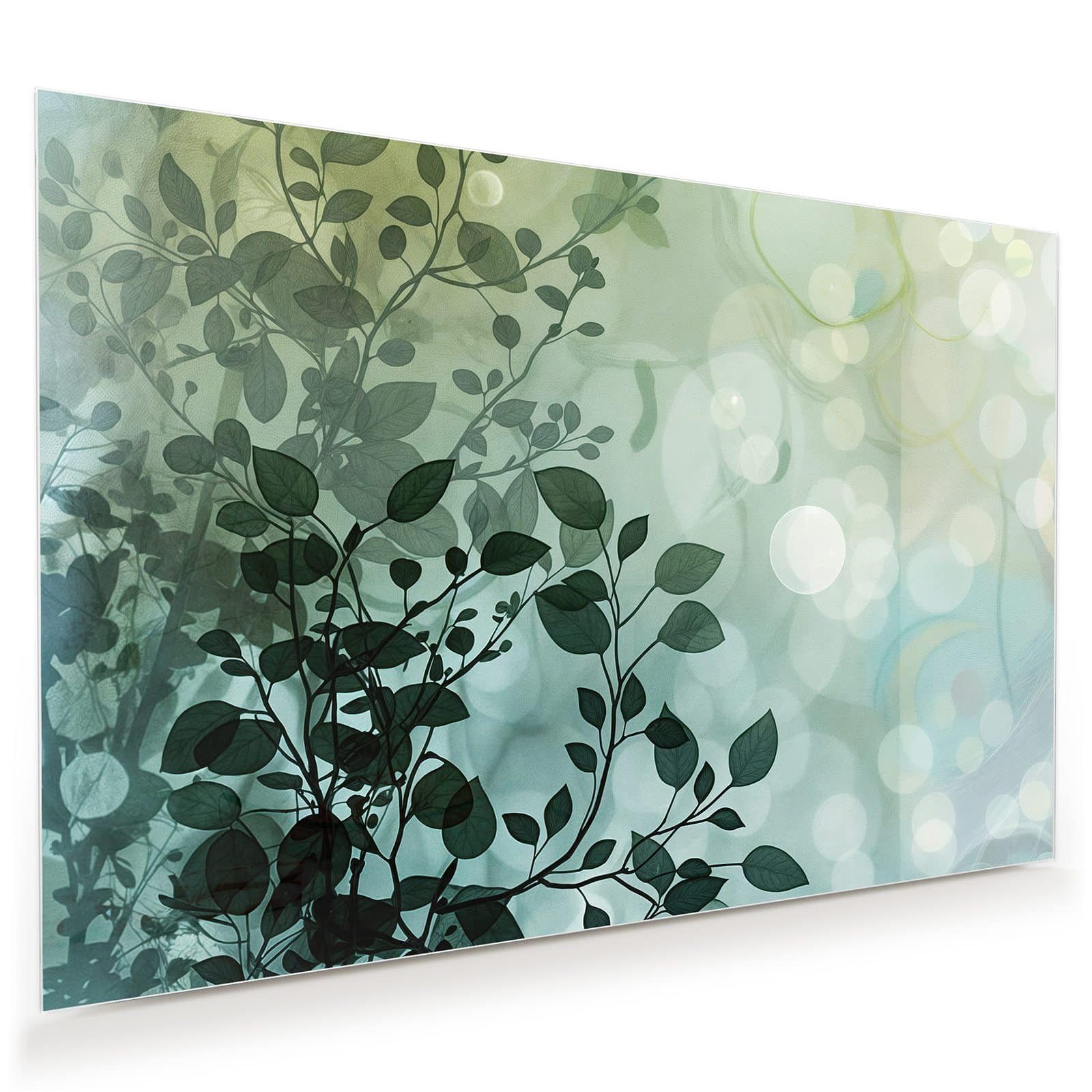 Primedeco Glasbild Wandbild Blättertraum mit Aufhängung, Abstrakte Kunst (21 verschiedene Größen, 1 St), Elegante Aufhängung