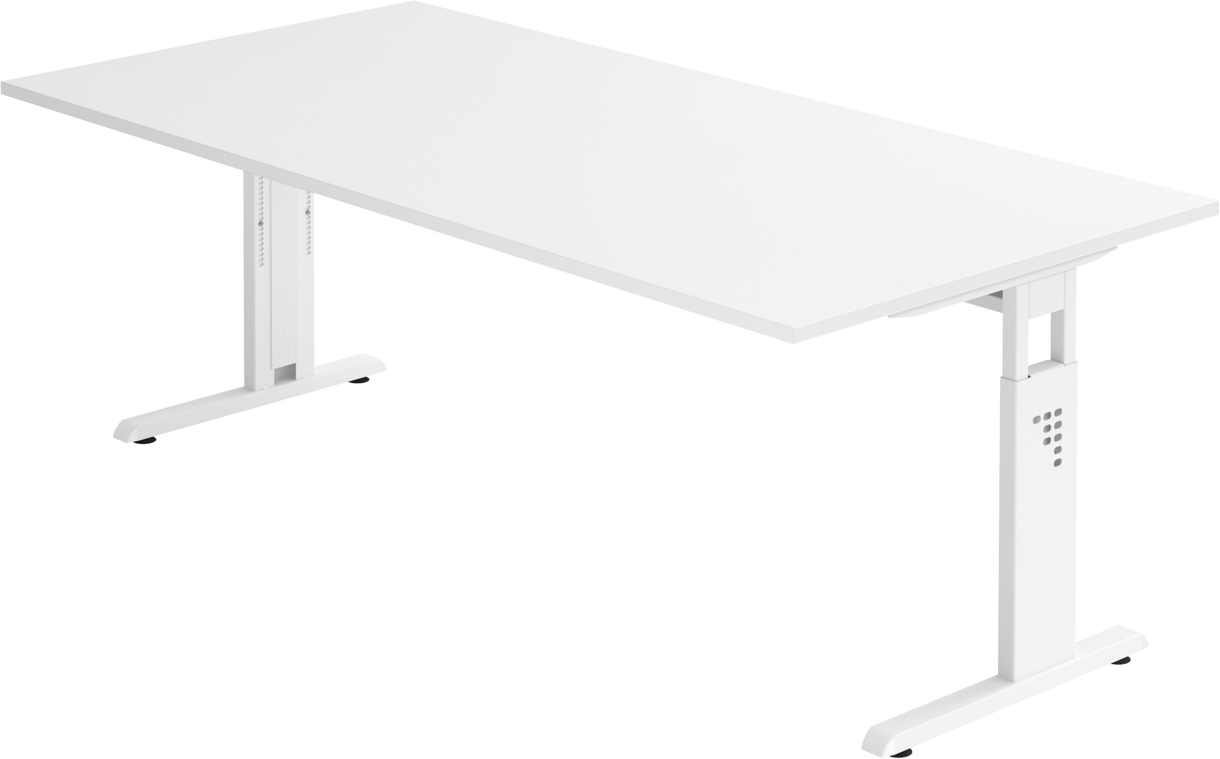 bümö Schreibtisch Schreibtisch Serie-O, Rechteck: 200 x 100 cm - Dekor: Weiß - Gestell: Weiß