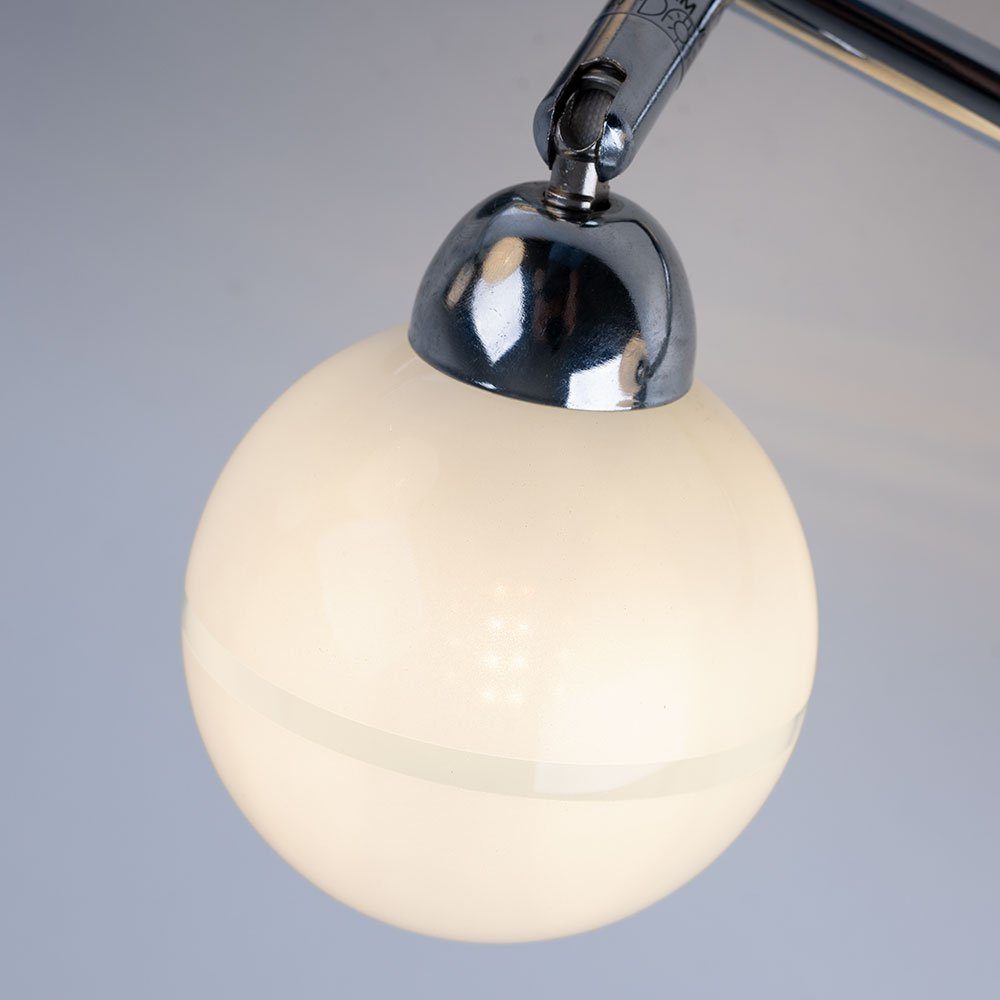 etc-shop chrom Metall LED Leuchtmittel silber inklusive, 4-flammig Deckenleuchte Kugelleuchte, Wohnzimmer Warmweiß,