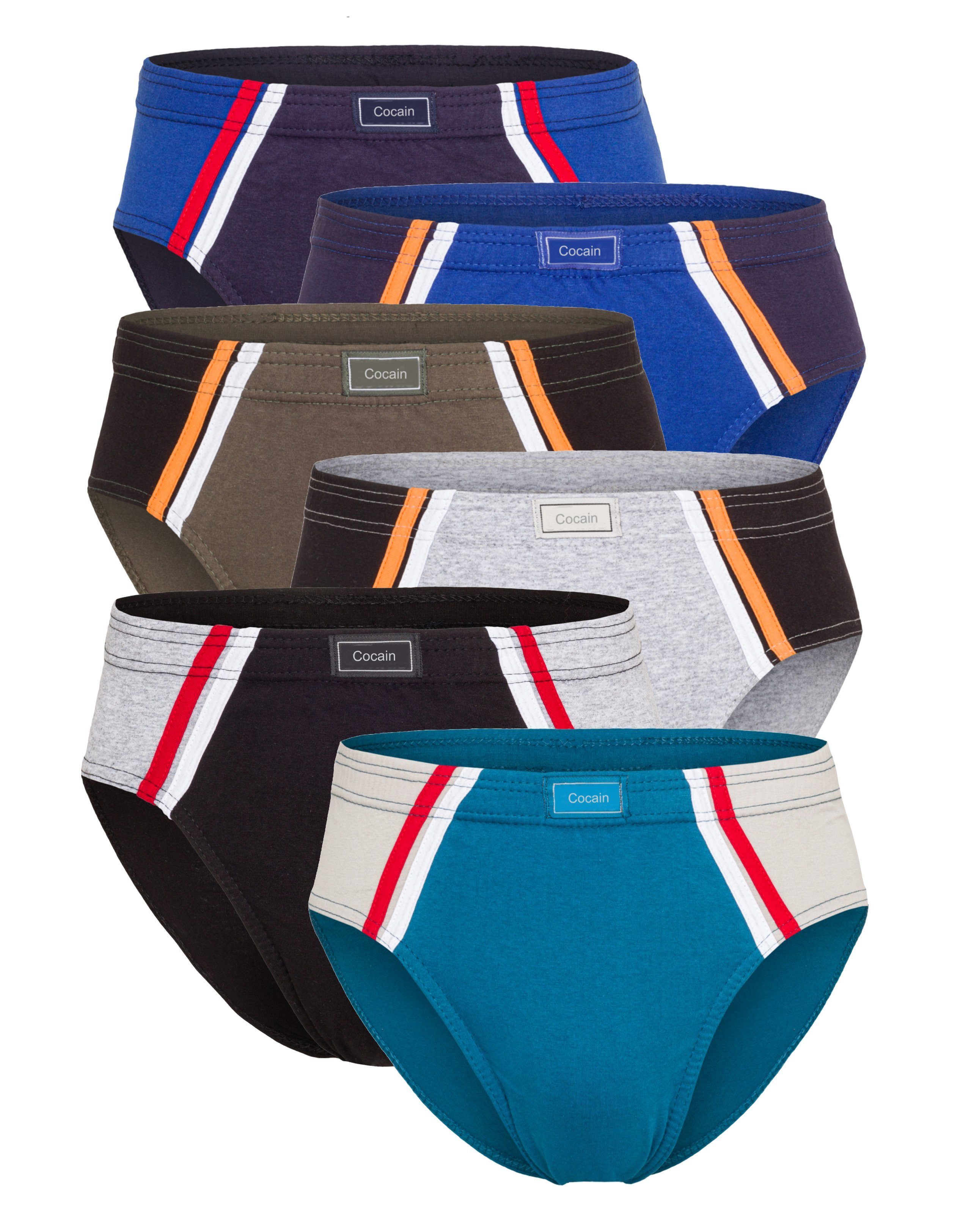 Cocain underwear Slip Herren produziert Sportslips 6-St) - Logo (Spar-Set, klassisch in Farbteiler Europa
