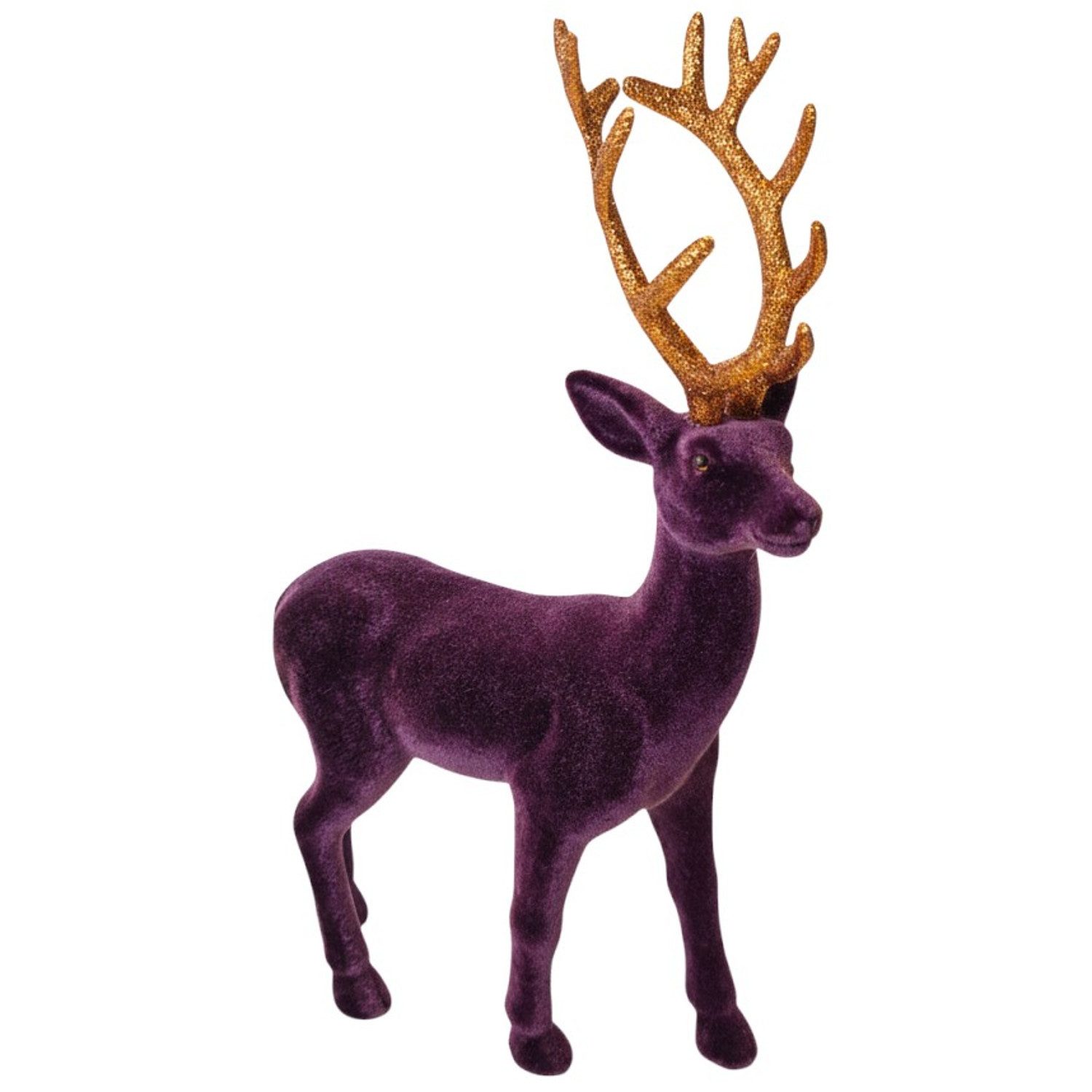 Macosa Home Dekofigur Deko Hirsch Lila stehend 31 cm Kunststoff beflockt (W günstig online kaufen