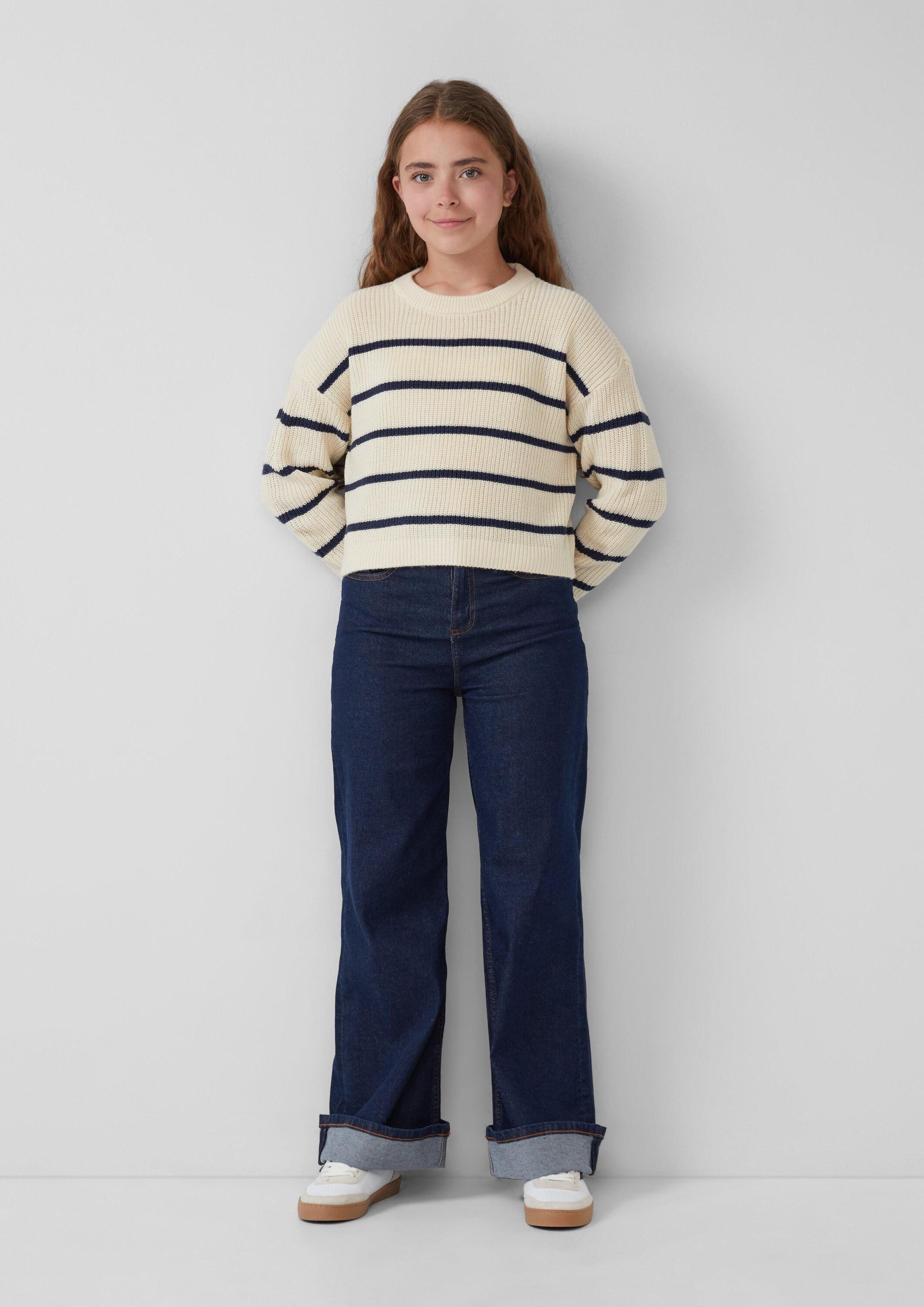 s.Oliver Longpullover Strickpullover Verkürzter Pullover im Boxy-Schnitt