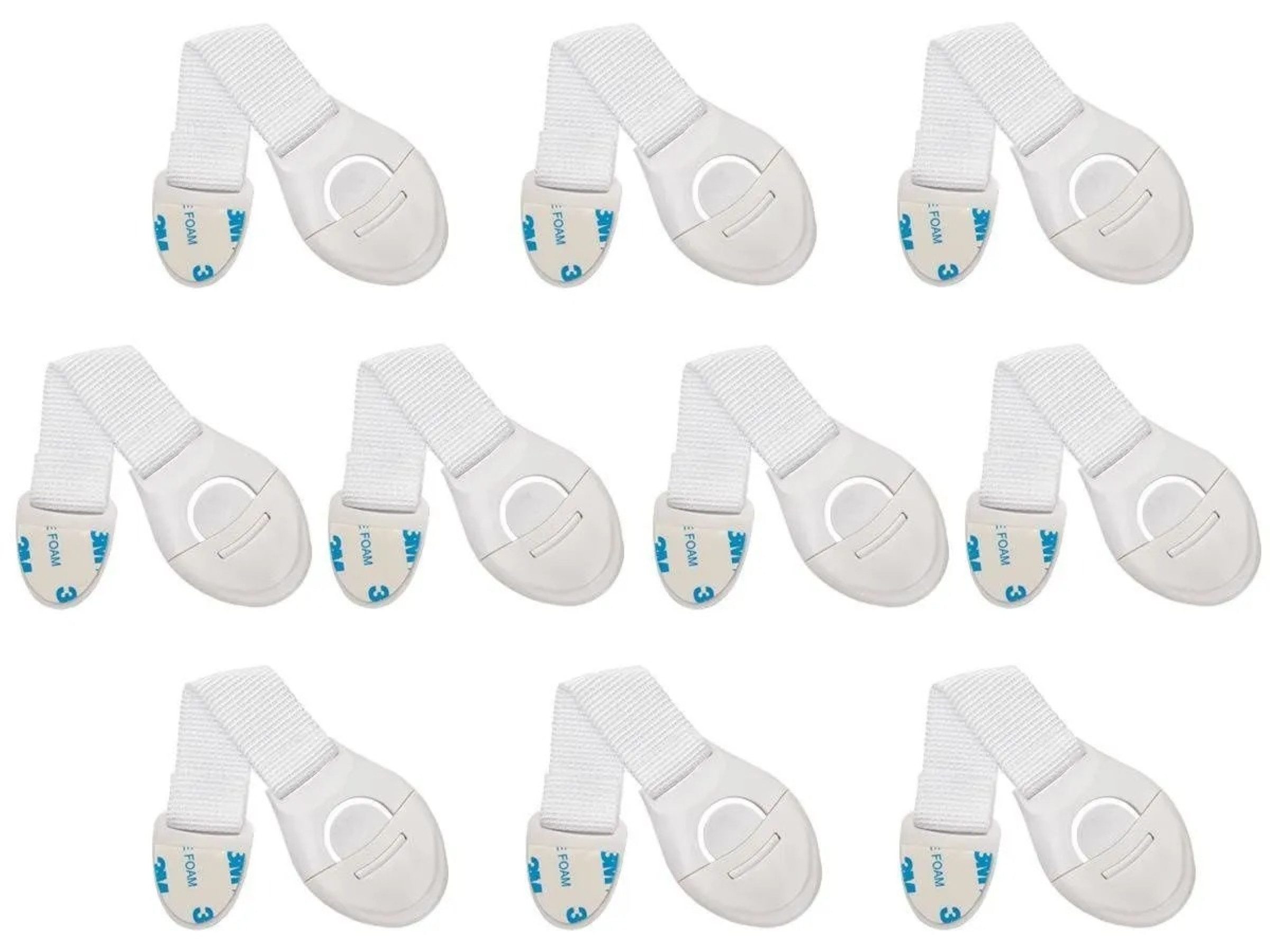 Ruhhy Kindersicherung Kindersicherung Schrank Schloss Set Türsicherung Klebeschutz 10 Stk, Universelle Türsicherung ca 20cm lang mit praktischem Öffnungssystem