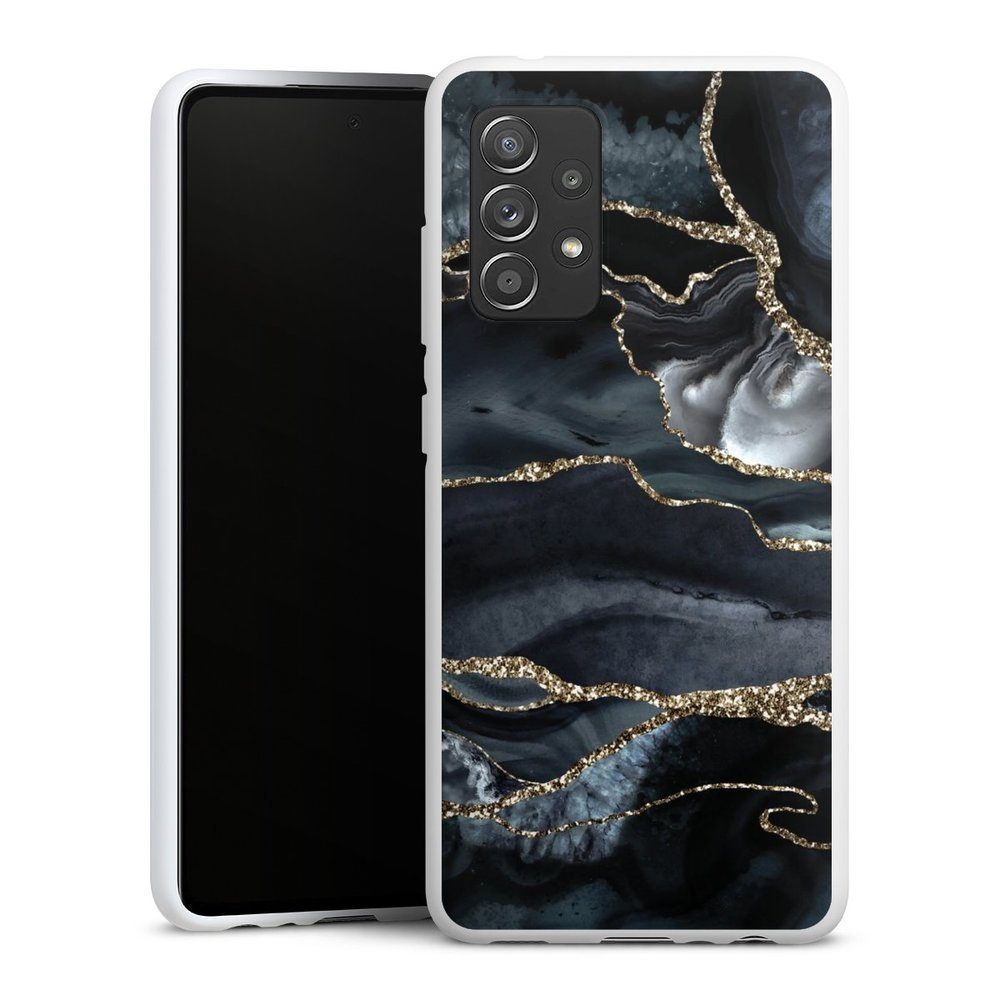 DeinDesign Handyhülle Glitzer Look Marmor Trends Dark marble gold Glitter look, Samsung Galaxy A52s 5G Silikon Hülle Bumper Case Handy Schutzhülle