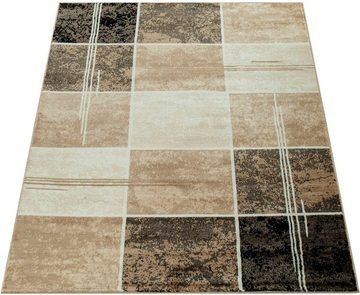 Teppich Sinai 057, Paco Home, rechteckig, Höhe: 13 mm, Kurzflor, Karo Muster mit Marmor Optik, ideal im Flur & Schlafzimmer
